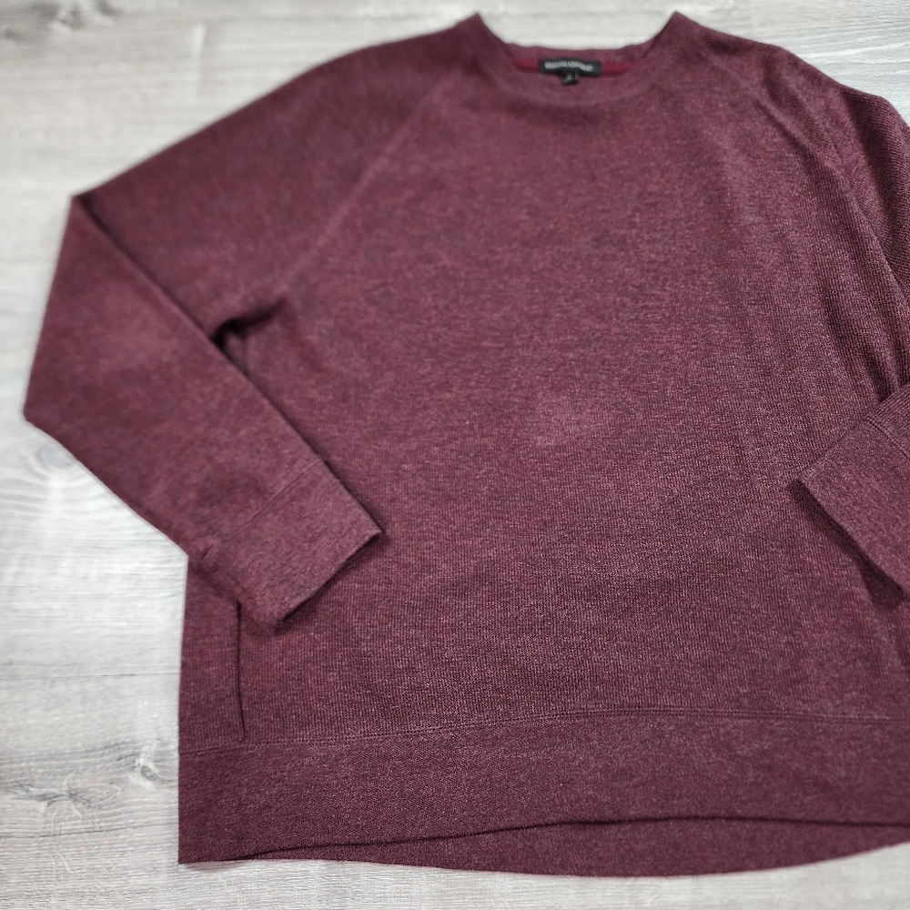 BANANA REPUBLIC Cotton Blend Maroon Waffle Knit Thermal Pullover Shirt Women XL